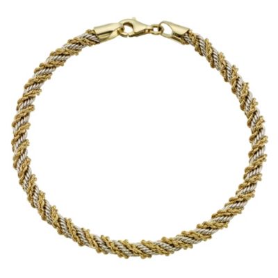 H Samuel 9ct Two Colour Gold Rope Bracelet