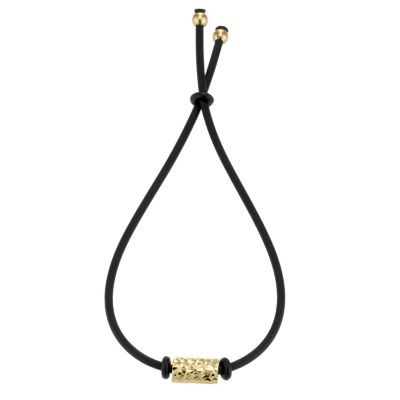 9ct Yellow Gold Diamond Cut Bead Black Bracelet - Product number 8736677