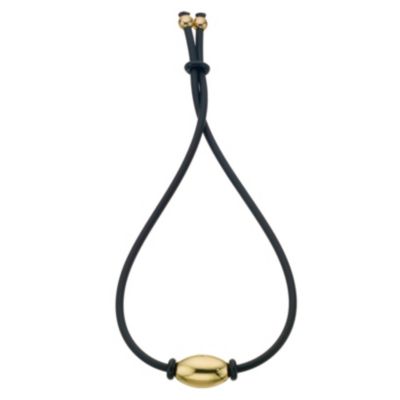9ct Gold Oval Bead and Rubber Bracelet