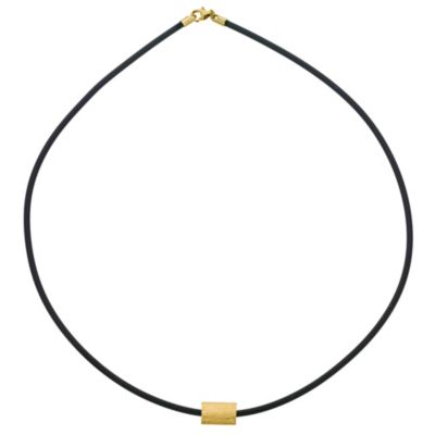 9ct Yellow Gold Matt Bead and Rubber Necklace