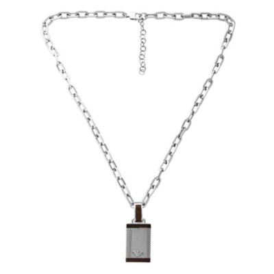 Emporio Armani men's stainless steel & black leather dog tag - Product number 8740755