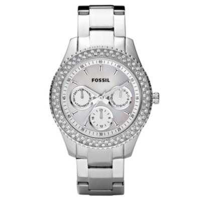 Fossil Ladies' Stainless Steel Stone Set Bracelet Watch