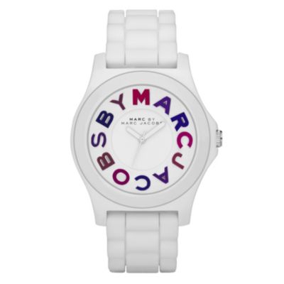 Ladies' Marc Jacobs white plastic strap watch at Ernest Jones