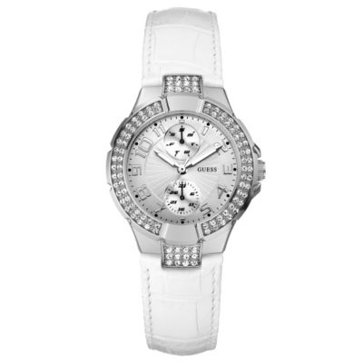 Guess Mini Prism Ladies' White Stone Set Strap Watch