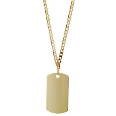 9ct Gold Curb Dog Tag Necklace