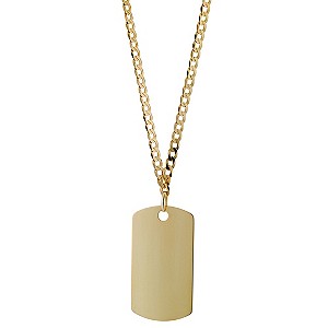 9ct Gold Curb Dog Tag Necklace