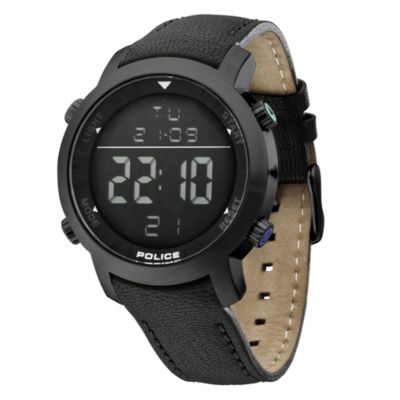Men's Police Cyber Black Leather Strap Watch - Product number 8743339