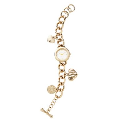 DKNY Ladies' Gold Plated Heart Charm Bracelet Watch - Product number 8745862