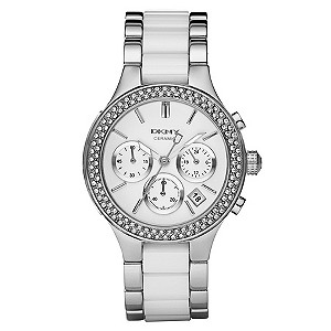 DKNY Ladies' White Ceramic & Stainless Steel Bracelet WatchDKNY Ladies' White Ceramic & Stainless St