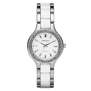 DKNY Ladies' White Ceramic & Stainless Steel Bracelet WatchDKNY Ladies' White Ceramic & Stainless St