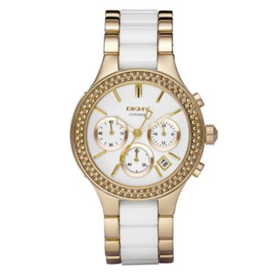 DKNY Ladies' White Ceramic Bracelet Chronograph - Product number 8746095