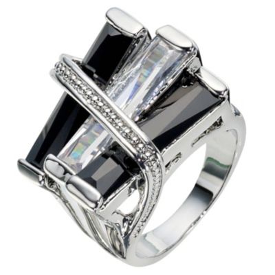 Black And Clear Stripes Ring- Size P - Product number 8747792