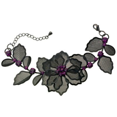 Black And Purple Flower Bracelet