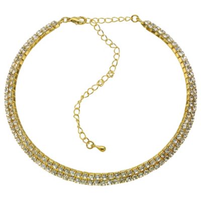 2 Row Gold Coloured Crystal Choker - Product number 8748152