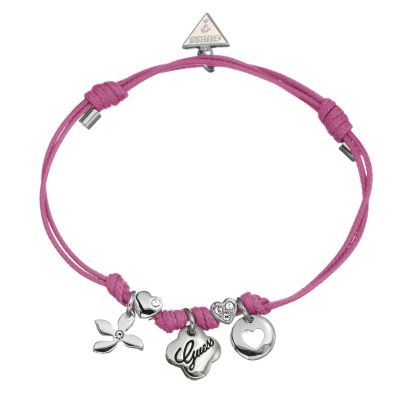 Guess Three Charm Pink Adjustable BraceletGuess Three Charm Pink Adjustable Bracelet