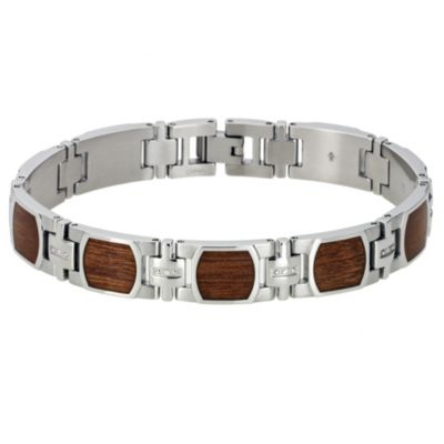 Stainless Steel Diamond Wood Bracelet - Product number 8778019