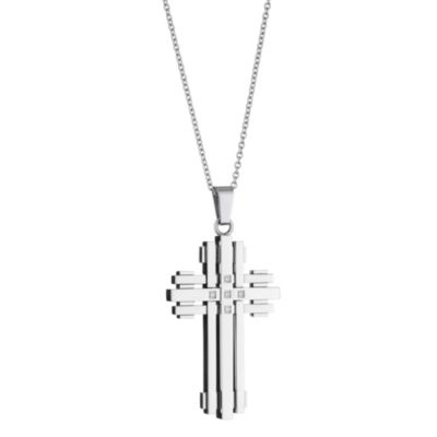 Stainless Steel Cubic Zirconia Cross Pendant - Product number 8780935
