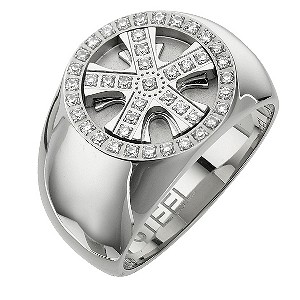 Stainless Steel Cubic Zirconia Wheel RingStainless Steel Cubic Zirconia Wheel Ring