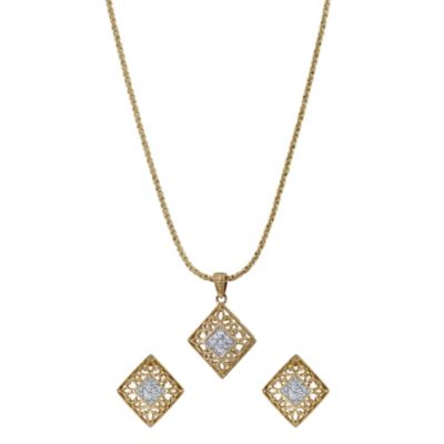 Sattva 18ct Yellow Gold Diamond  Earring & Pendant Set at H. Samuel