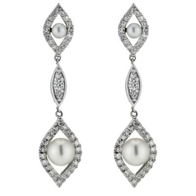 Sattva 18ct White 0.40 Carat Diamond & Pearl Earrings - Product number 8790272