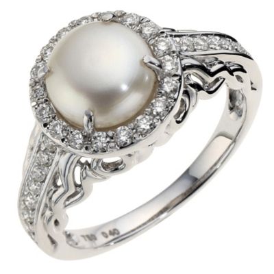 Sattva 18ct White Gold 0.40 Carat Diamond and Pearl Ring - Product number 8791139