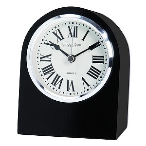 H Samuel Black Glass Mantle Clock