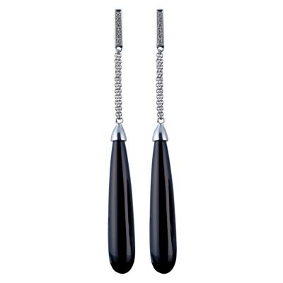 Amanda Wakeley silver onyx & diamond drop earrings - Product number 8798532