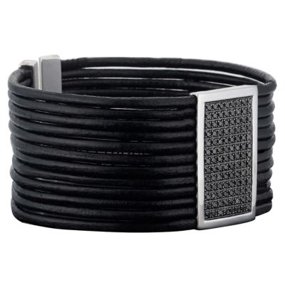 Amanda Wakeley black leather & diamond cuff - Product number 8798559