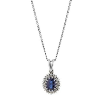 18ct white gold sapphire & diamond cluster pendant - Product number 8812284