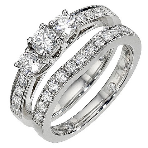 Leo platinum 1 carat diamond bridal ring set