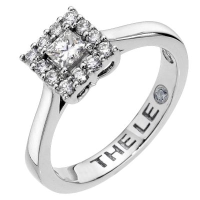 Half carat Leo Diamond platinum square halo ring