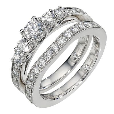 Leo platinum 1 and 1/4 carat diamond bridal ring set