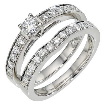 Leo platinum 3/4 carat solitaire bridal set - Product number 8812837