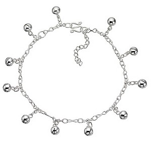 Unbranded 9` Sterling Silver Bell Ball Anklet