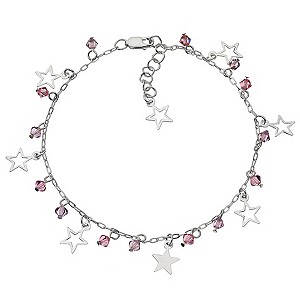Unbranded 10` Sterling Silver Crystal and Star Anklet