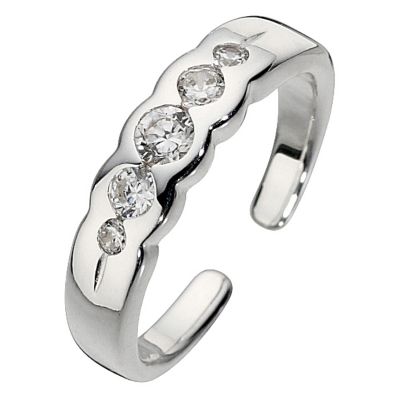 Sterling Silver Cubic Zirconia Toe Ring