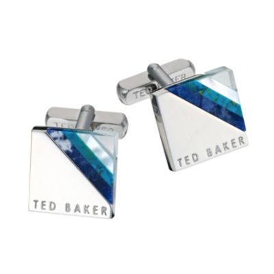 Ted Baker men's large square blue stripe cufflinks - Product number 8817375