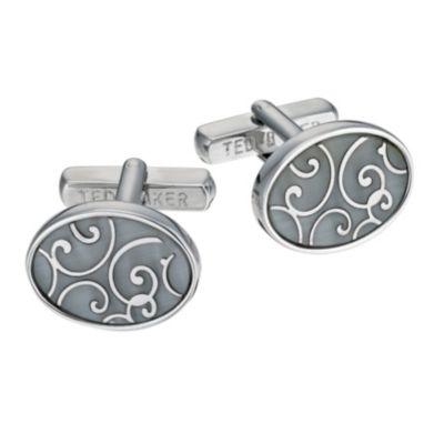 Ted Baker men's oval grey swirl cufflinks - Product number 8817456