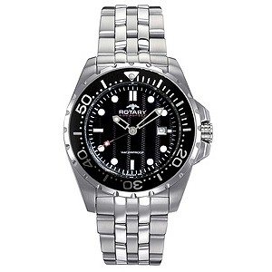 Rotary Men's Stainless Steel Black Dial Chronograph Watch