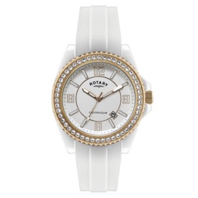 Rotary Ceramique Stone Set Bracelet Watch