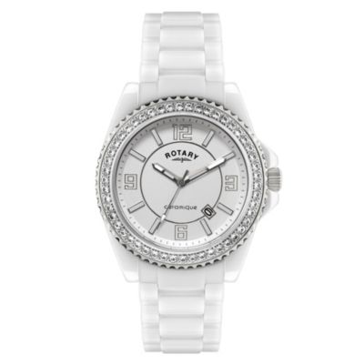 Rotary Ceramique Stone Set Bracelet Watch