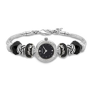 Charmed by Accurist Stone Set Black Bead WatchCharmed by Accurist Stone Set Black Bead Watch
