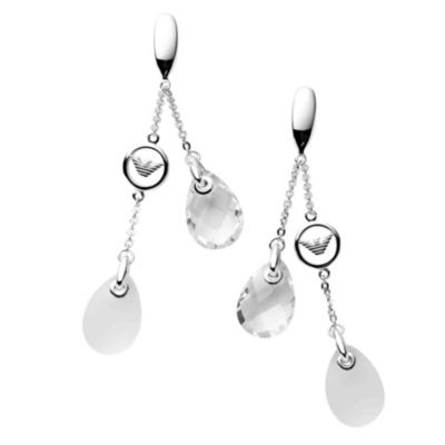 Emporio Armani white & stone set drop earrings - Product number 8845700