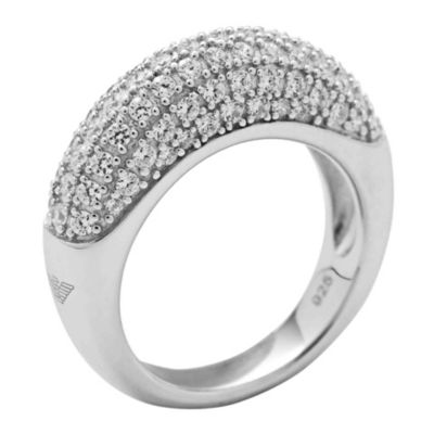 Emporio Armani silver pave stone set ring