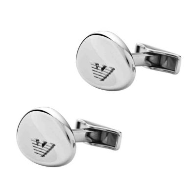 Emporio Armani men's stainless steel oval logo cufflinks - Product number 8845794