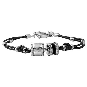 DKNY Black Leather Charm Bracelet