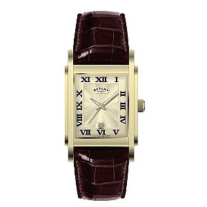 Rotary Men's Gold-Plated & Brown Strap Watch