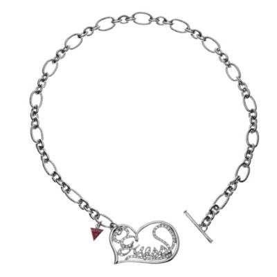 Guess Silver Plated Open Heart Identity Necklet - Product number 8852154