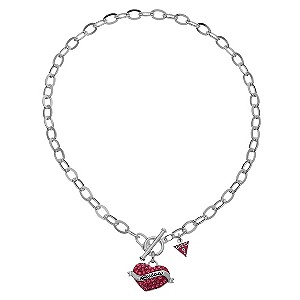 Guess Silver Plated Red Heart NeckletGuess Silver Plated Red Heart Necklet