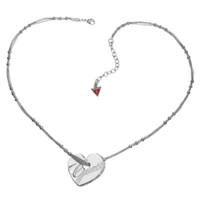 Guess Silver Plated Adjustable Large Heart Pendant Necklet - Product number 8852766